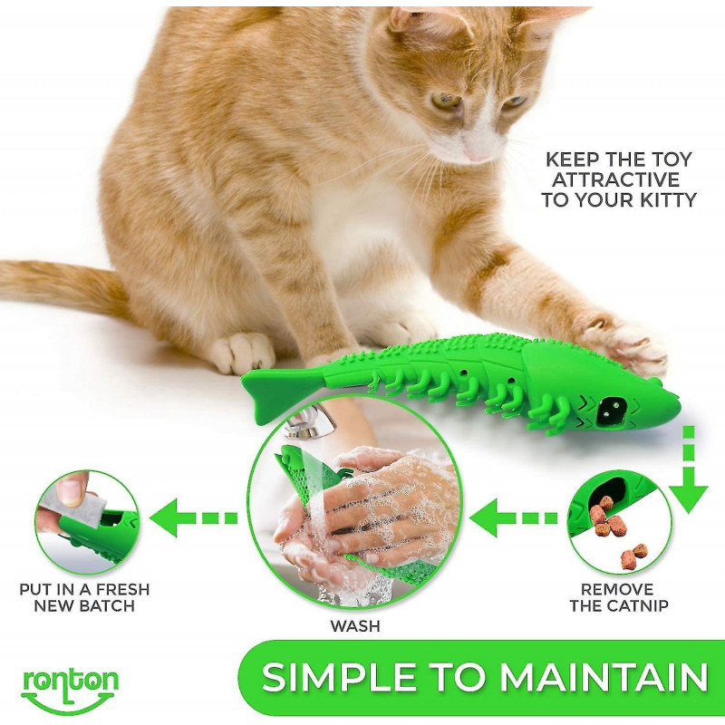 Cat Toothbrush Catnip Toy - Durable Hard Rubber - Cat Dental Care, Cat Interactive Toothbrush Chew Toy Niuniu