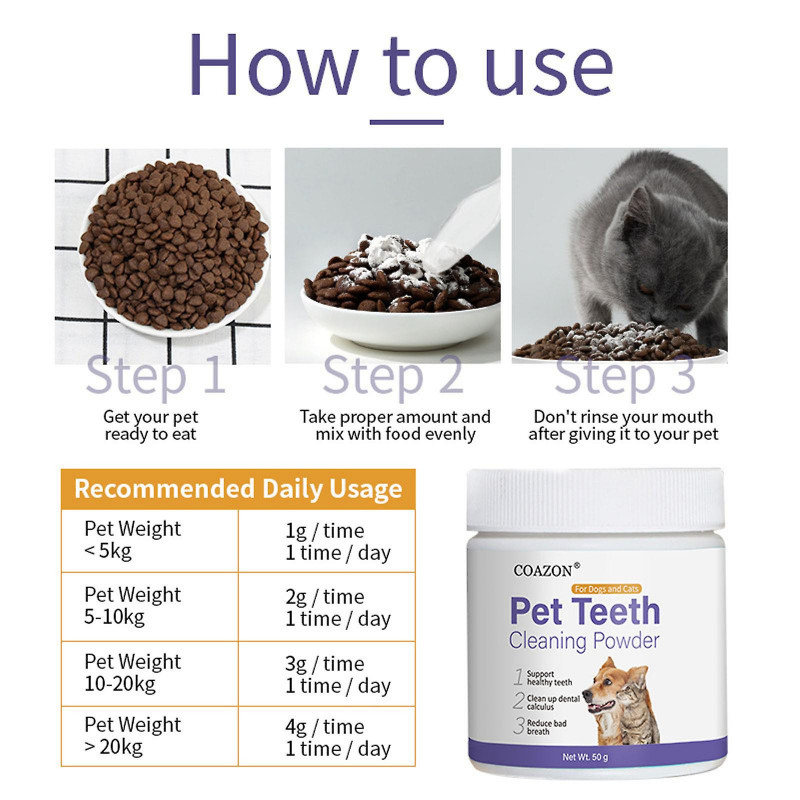 Oral Cleansing Pet Teeth Cleaning Powder For Cats And Dogs Bad Breath And Tartar Control Healthily Breath Odor