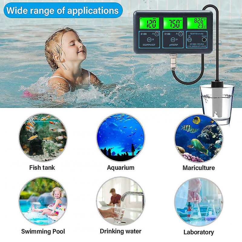 Wifi Tuya Smart Monitor Fish Tank Aquarium Spa Piscine en ligne Compteur de qualité de l’eau Ph Orp Test d’humidité-dt