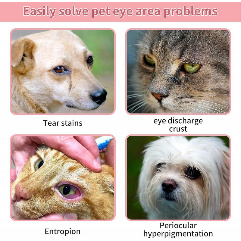 Poudre de détachant de larmes oculaires pour chiens et chats, soins des yeux pour chiens et chats, garde la zone [...]