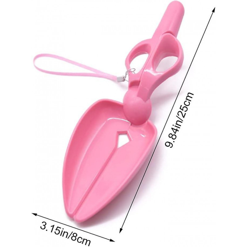 LINJOU Portable Pet Pickup Clip Scissor Shape Pet Waste Picker for Cleaning Dogs Cats Poo Waste,pink