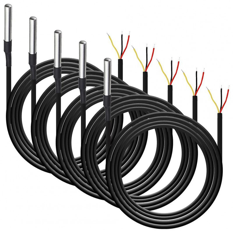5pcs étanche Ds18b20 capteur de température, température numérique Température du câble thermique (-55- +1