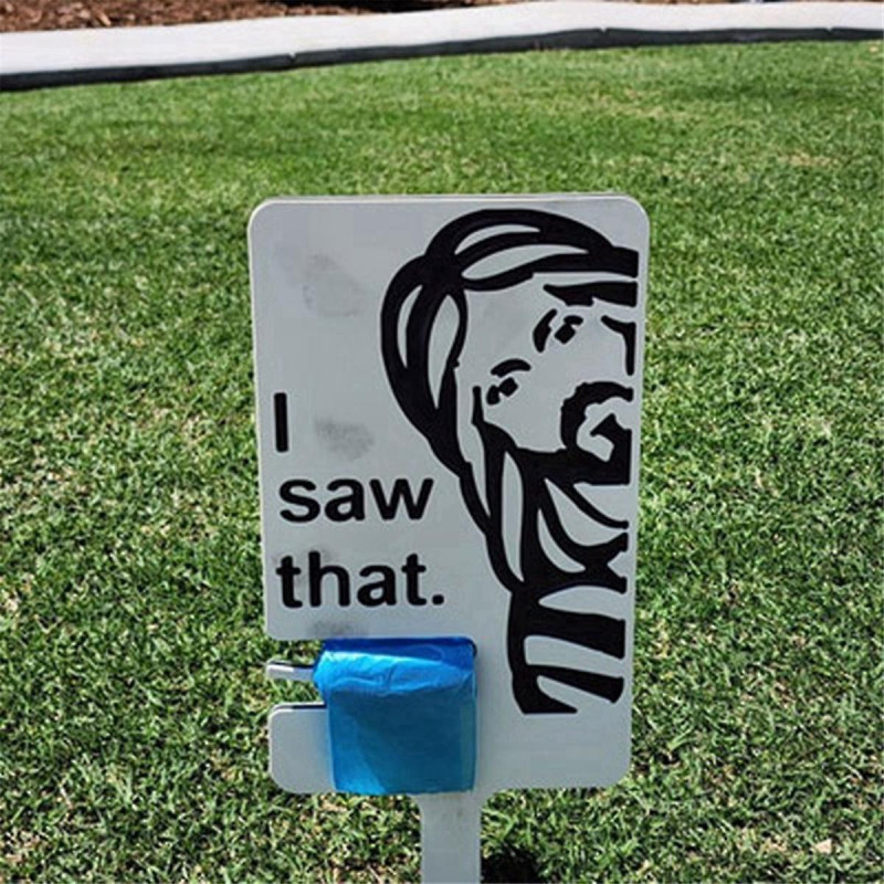Character Sign with Bag Holder, Dog Lawn Sign, Please Clean Up After Your Pet