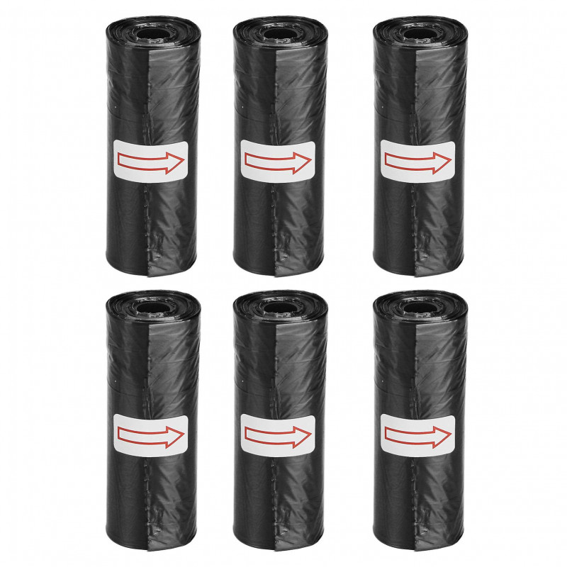 Pet Waste Bags Leak Proof Thick Strong Portable Dog Poop Bags for Dogs Cats 6 Rolls Black