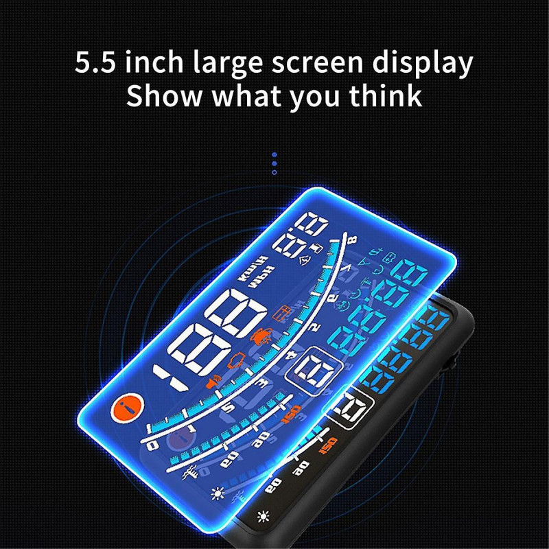 Voiture Plat Moniteur Obdii Euobd 5.5 pouces Pare-brise Projecteur Hud Affichage Changement De Température De L’eau Remi