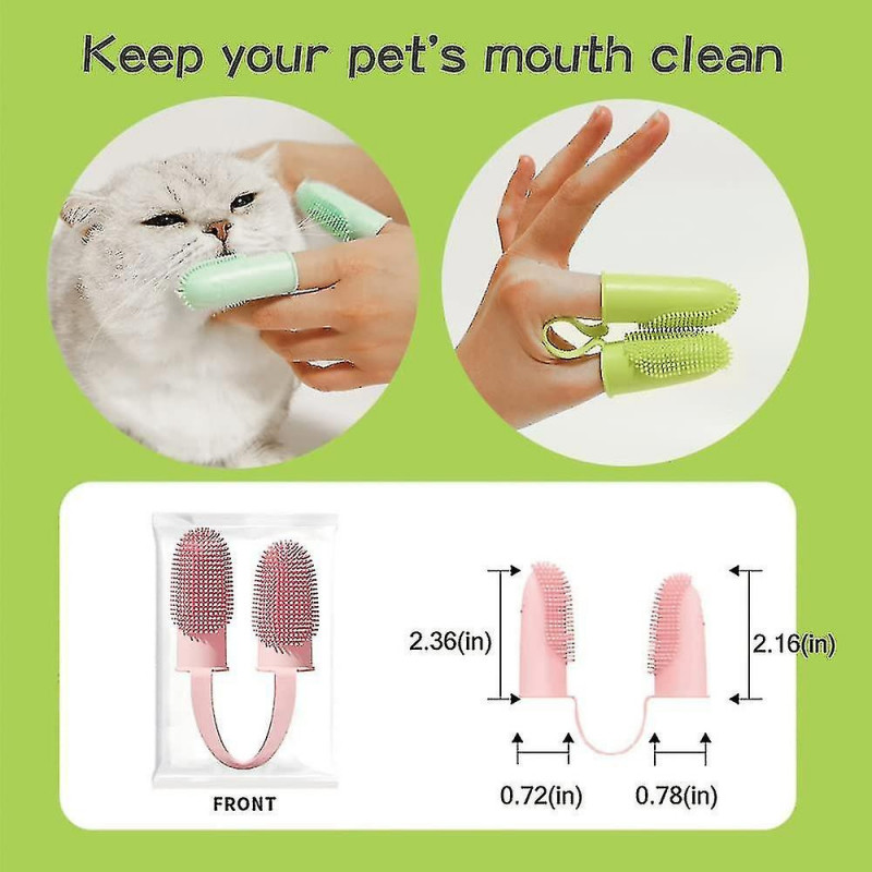 3 Pack Dog Toothbrush,2 Heads Soft Pet Finger Toothbrush For Dog Cat For Easy Teeth Cleaning