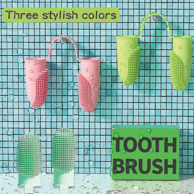 3 Pack Dog Toothbrush,2 Heads Soft Pet Finger Toothbrush For Dog Cat For Easy Teeth Cleaning