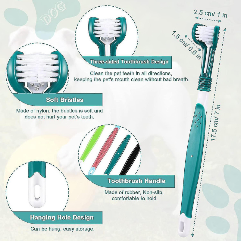 4 Pieces 3 Sided Dog Toothbrush Long Handle Pet Brush Canine Toothbrush Kit For Dental Care For Dogs And Cats [...]