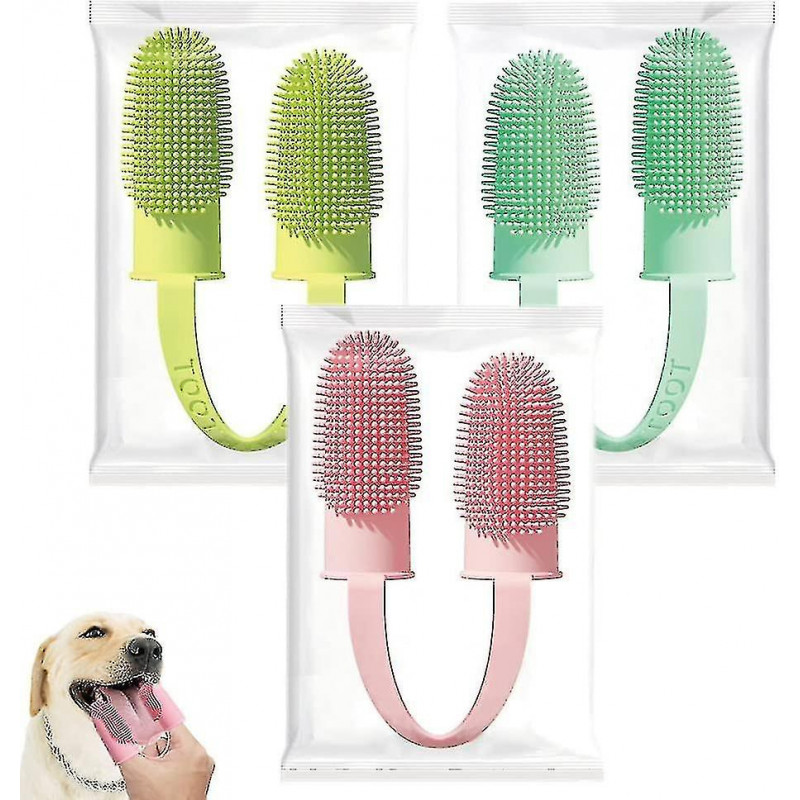 3 Pack brosse à dents pour chien, 2 têtes Brosse à dents douce pour animal de compagnie pour chien Chat pour un [...]
