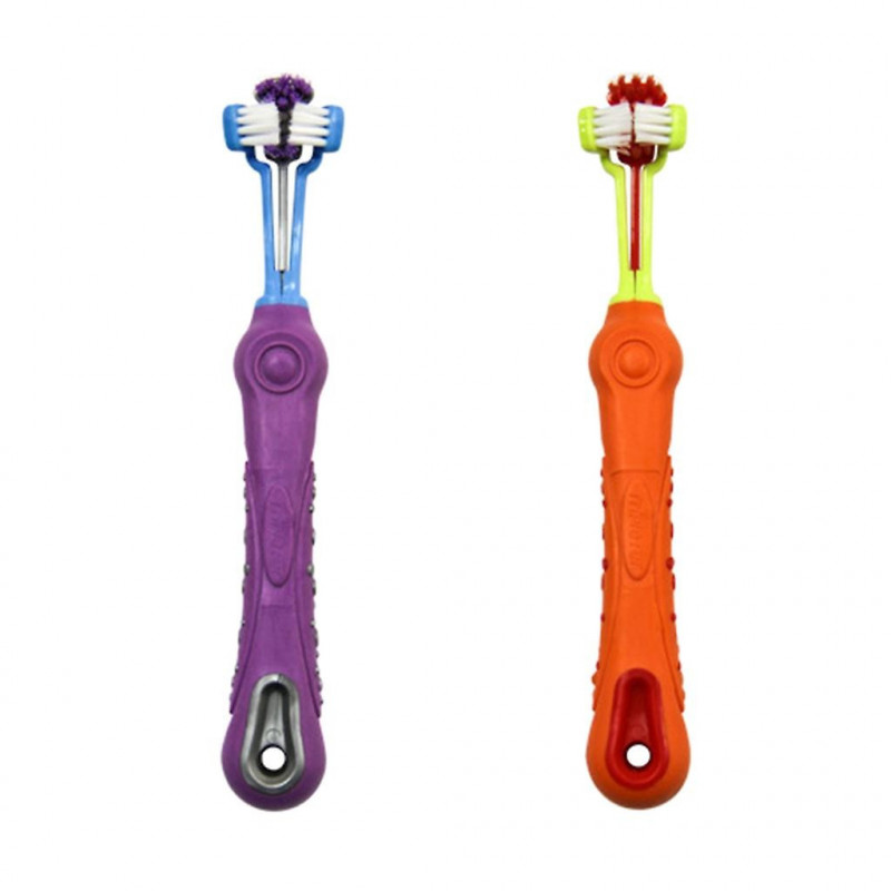 3 Sided Pet Toothbrush For Dogs Teeth Care Dog Cats Cleaning Mouth Brushes