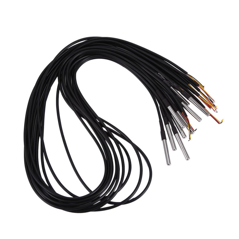 10PCS Waterproof 18B20 Temperature Probe Temperature Sensor Stainless Steel Package -100cm Wire (DS