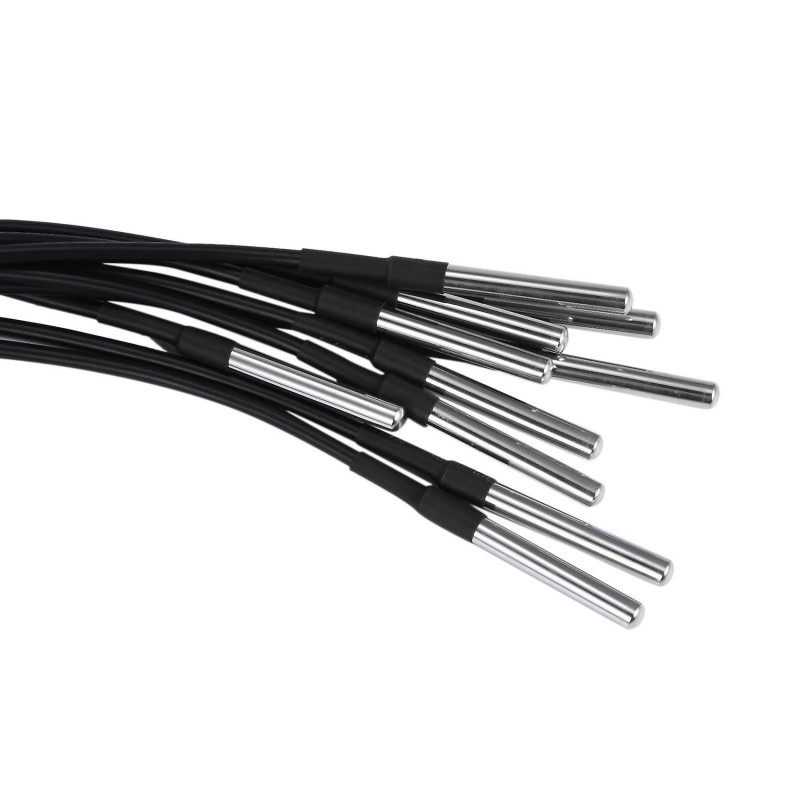 10PCS Waterproof 18B20 Temperature Probe Temperature Sensor Stainless Steel Package -100cm Wire (DS