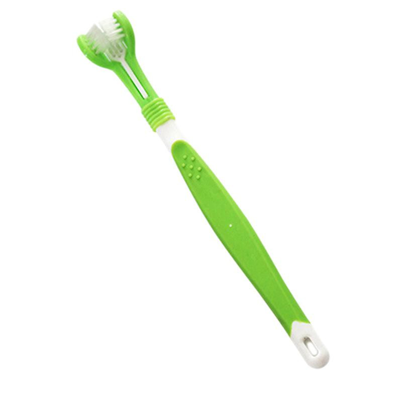 Dog Toothbrush Puppy Teeth Brush Three Head Tartar Oral Care Tool