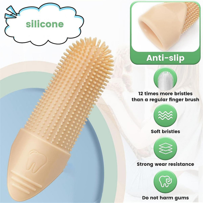 Dog Toothbrush, 4 Pack Dog Tooth Brush, 360 Cleaning Finger Toothbrush for Dogs, Silicone Dog Fing