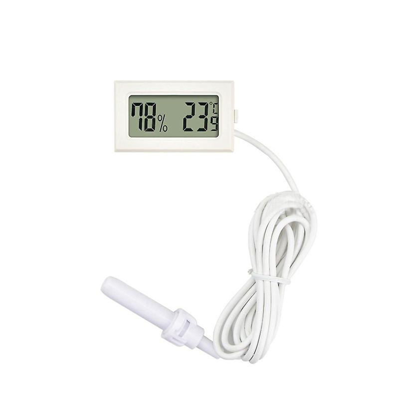Top 1 Dc1.5v Embedded Electronic Digital Display Pet Box Fahrenheit Hygrometer With 1.5 Meter Probe -50-60 Celsius White