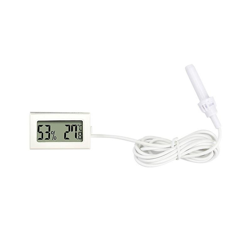 Top 1 Dc1.5v Embedded Electronic Digital Display Pet Box Fahrenheit Hygrometer With 1.5 Meter Probe -50-60 Celsius White