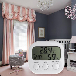 Digital Lcd Thermometer Humidity Meter Hygrometer Max Min Air Temperature Clock