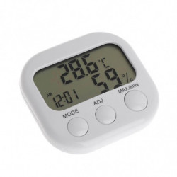 Digital Lcd Thermometer Humidity Meter Hygrometer Max Min Air Temperature Clock