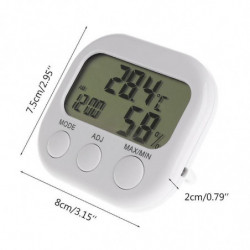 Digital Lcd Thermometer Humidity Meter Hygrometer Max Min Air Temperature Clock