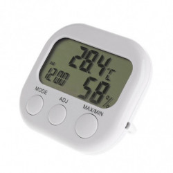 Digital Lcd Thermometer Humidity Meter Hygrometer Max Min Air Temperature Clock