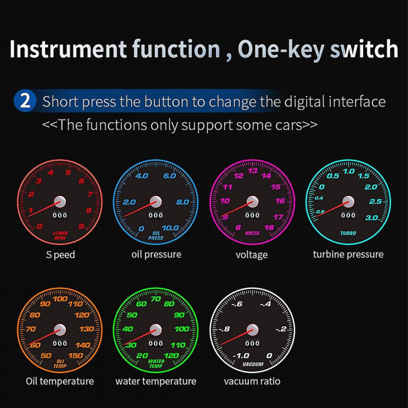 Car -Up Display OBD2 HUD Multi Meter Water Temperature LCD HUD Display OBD2 System Fuel Consumption