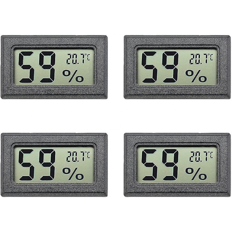 4pcs Black Mini Lcd Digital Thermometer Hygrometer Temperature Indoor Temperature Sensor