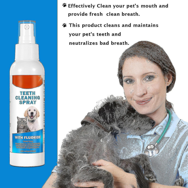 Spray nettoyant pour les dents de pet pour chiens chats, spray déodorant oral pour animaux de compagnie Pet Clean [...]