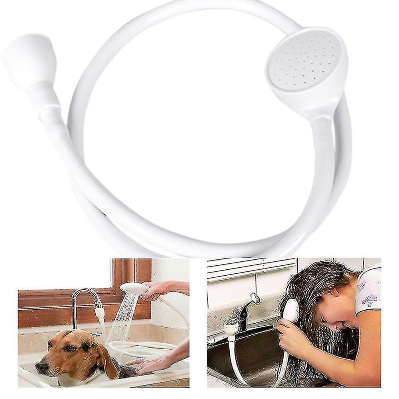 Single Wide Tap Bath Sink Shower Head Spray Hose Push On Mixer Hairdresser Pet