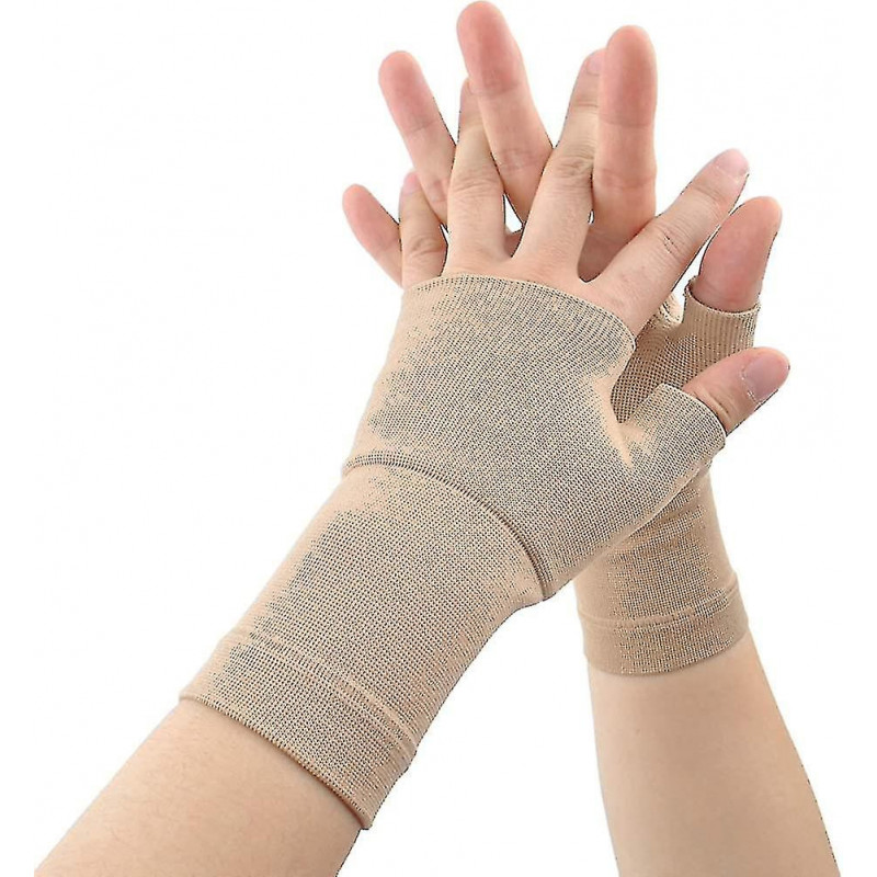 1paire de gants de compression contre l’arthrite Pouce Attelle de poignet Support (beige. L)