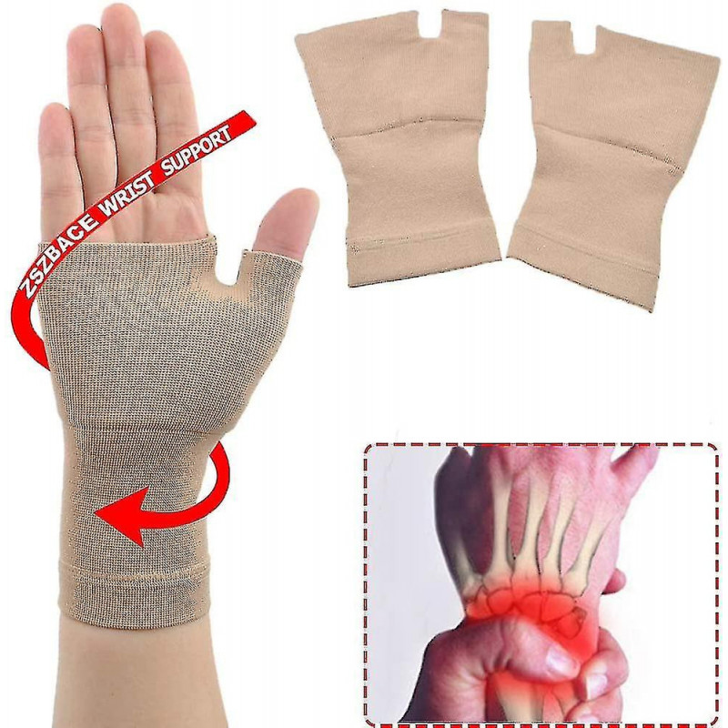 1paire de gants de compression contre l’arthrite Pouce Attelle de poignet Support (beige. L)