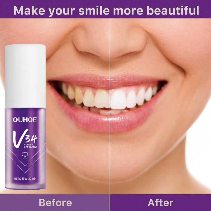 30ml Remove Plaque V34 Color Corrector Toothpaste Freshen Breath Yellowish Eliminating Brightening Oral Oral Care