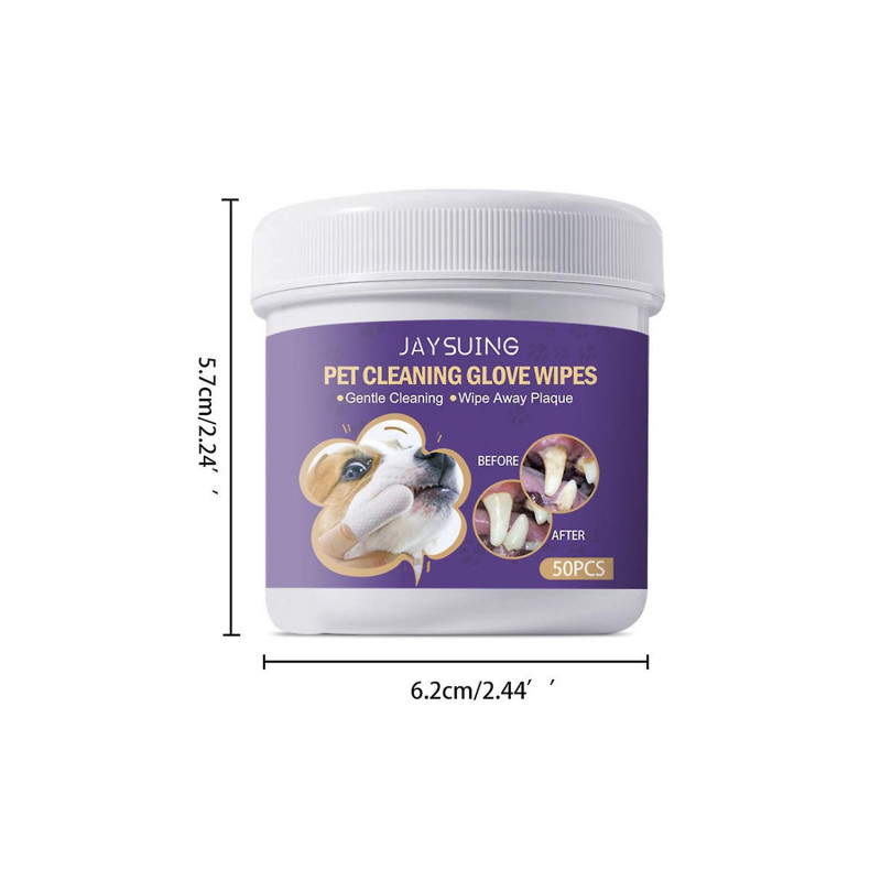 50Pcs/Set Pet Dental Wipes Non-Irritating Comfortable Pet Dog Cat Dental Finger Wipe Pet Supplies
