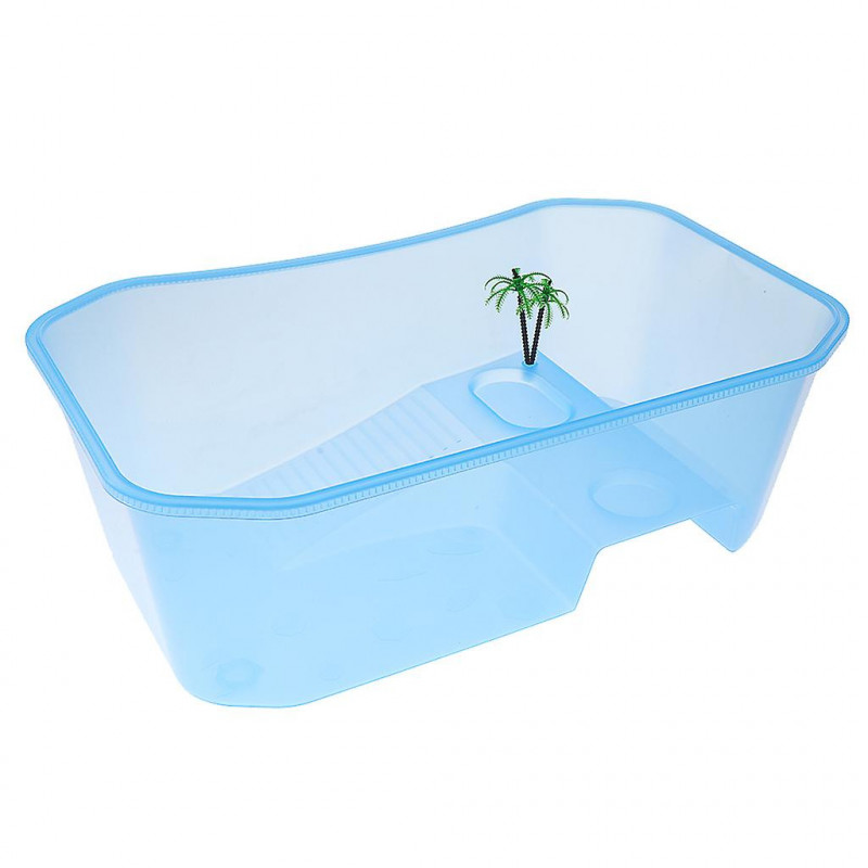 2x Plastic Reptile Terrapin Tortoise Turtle Tank Vivarium Feeding Box