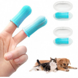 Brosse à dents à doigt de chien, brosse à dents 2pcs avec étui de rangement, nettoyage des dents de chien