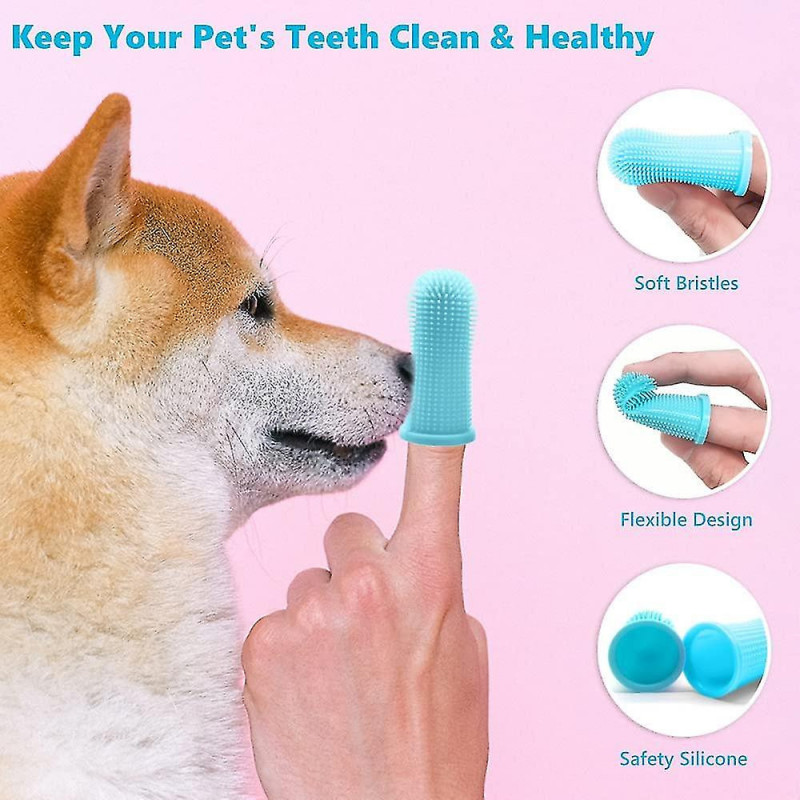 Brosse à dents à doigt de chien, brosse à dents 2pcs avec étui de rangement, nettoyage des dents de chien
