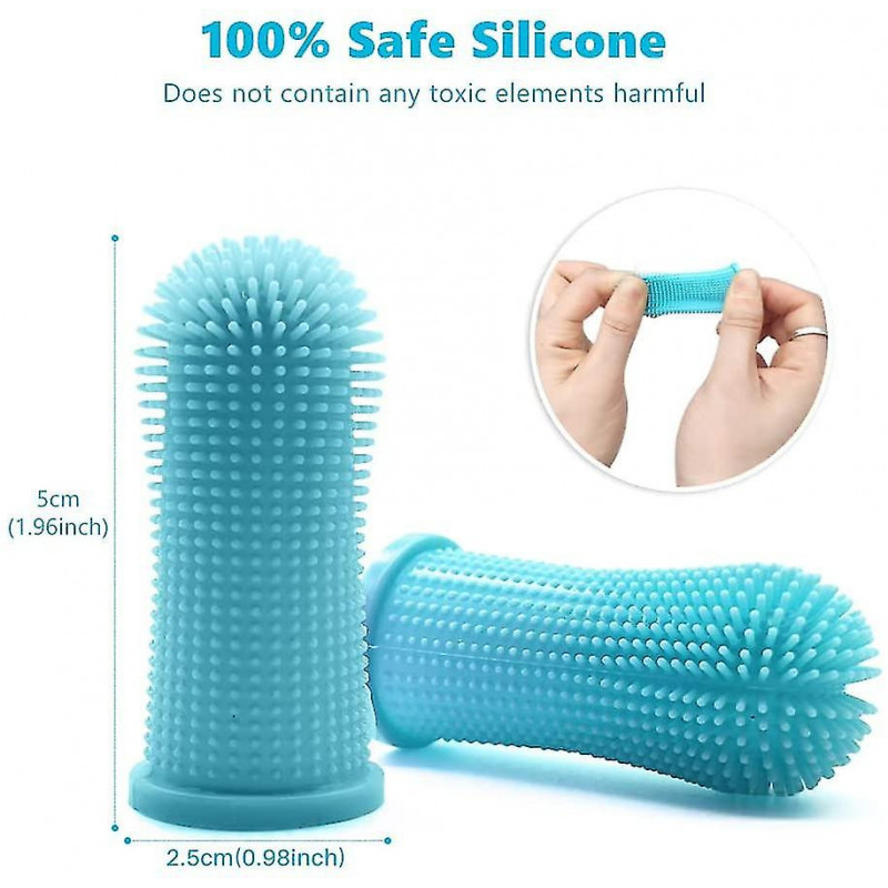 Brosse à dents à doigt de chien, brosse à dents 2pcs avec étui de rangement, nettoyage des dents de chien