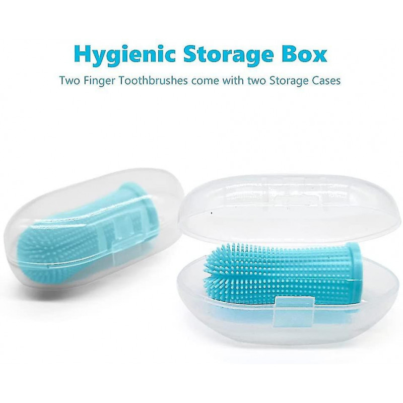 Brosse à dents à doigt de chien, brosse à dents 2pcs avec étui de rangement, nettoyage des dents de chien