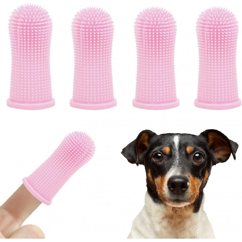 4 Pcs Dog Finger Toothbrush. Nontoxic Silicone Dog Toothbrush Finger 360full Gift