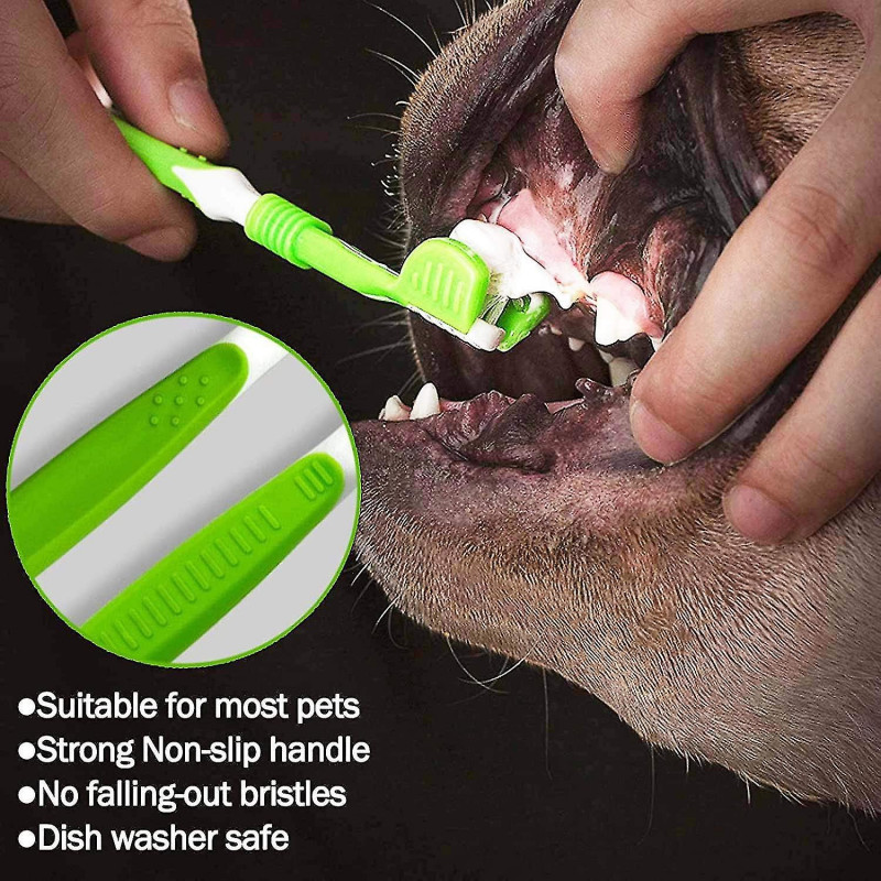 Dog Toothbrush, Dog Toothbrush For Pet Dental Care, Triple Head Toothbrush, Easy From Sugoumei