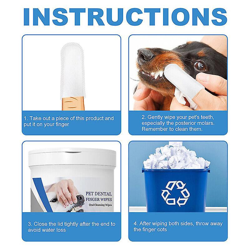 2box Pet Dental Finger Brush Pet Nettoyage des dents Lingettes Gants de coton 50pcs / boîte
