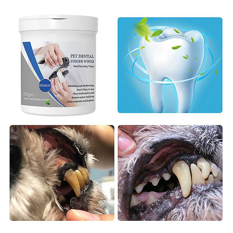 2box Pet Dental Finger Brush Pet Nettoyage des dents Lingettes Gants de coton 50pcs / boîte