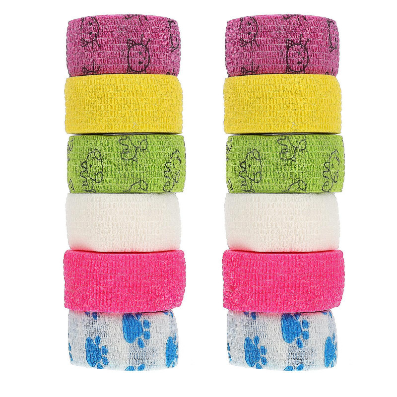 12pcs Pet Medical Bandages Cartoon Pet Cat Dog Bandages Bandages Sports Bandages