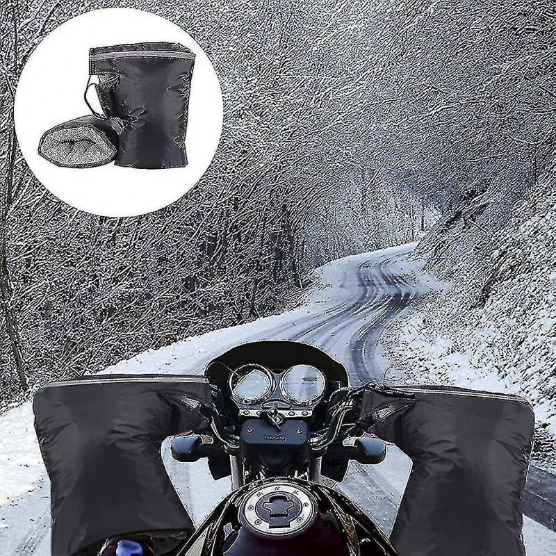 Gants de guidon de moto Manchons de vélo Coupe-vent Gants de cyclisme imperméables à l’eau Hiver Vélo chaud