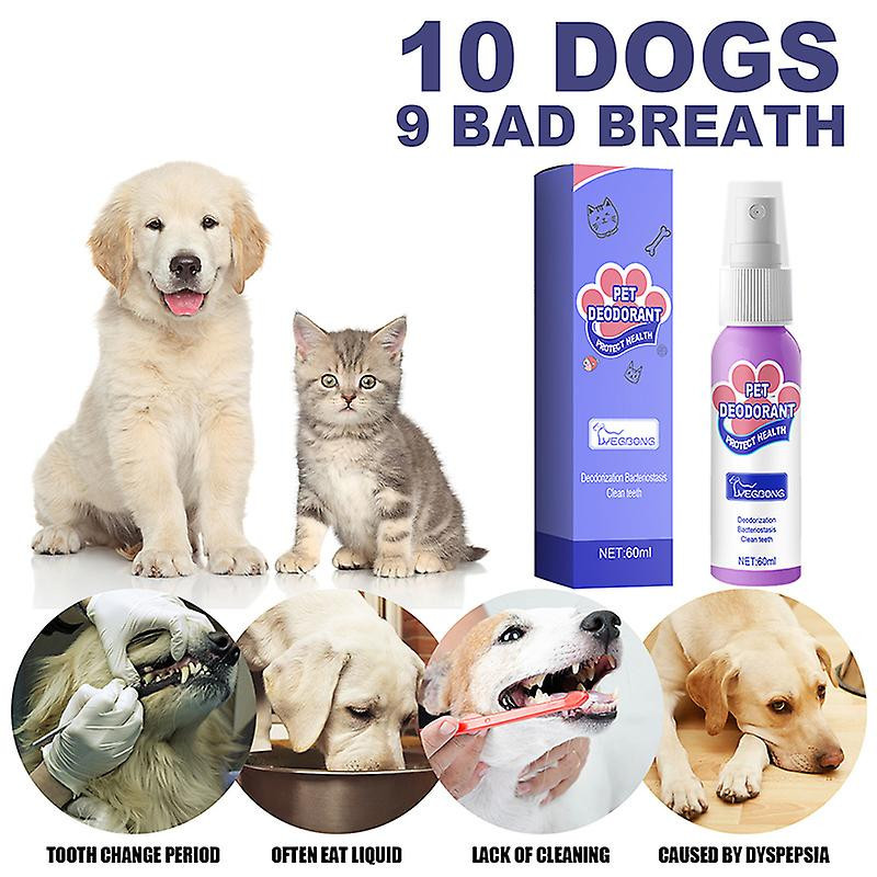 2pcs Pet Oral Cleanse Spray 60ml Dogs Cats Teeth Clean Deodorant Prevent Calculus Remove Kitten Bad Breath Pet Supplies