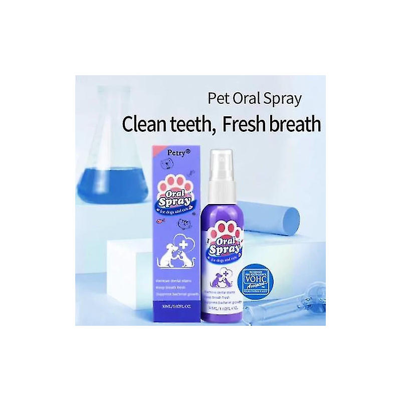 Teeth Cleaning Spray For Dogs & Cats, Eliminate Bad Breath, Targets Tartar & Plaque