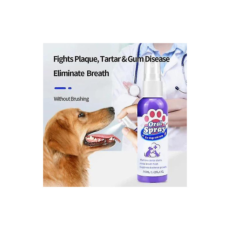 Teeth Cleaning Spray For Dogs & Cats, Eliminate Bad Breath, Targets Tartar & Plaque