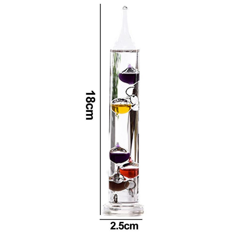 Thermomètre en verre avec des sphères multicolores en Fahrenheit et avec des étiquettes d’or-25 * 180 + 5 boules