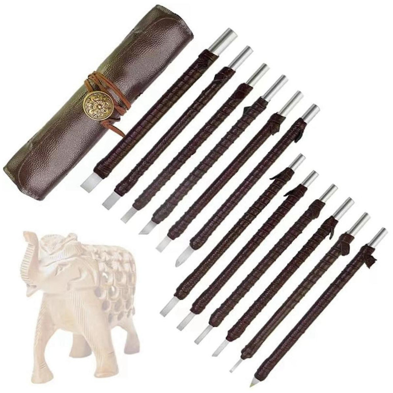 12 Pcs Outil De Sculpture En Pierre, Kit De Sculpture En Stéatite En Acier De Tungstène, Gravers Pour Le Métal [...]