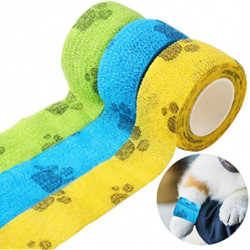3pcs Vet Wrap, 3 Color Self Adhesive Heart Pattern Injury Wrap Tape Bandage Cohesive Tapes For Cats Dog Horses(1 X [...]