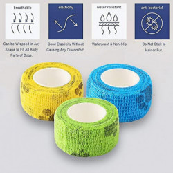 3pcs Vet Wrap, 3 Color Self Adhesive Heart Pattern Injury Wrap Tape Bandage Cohesive Tapes For Cats Dog Horses(1 X [...]
